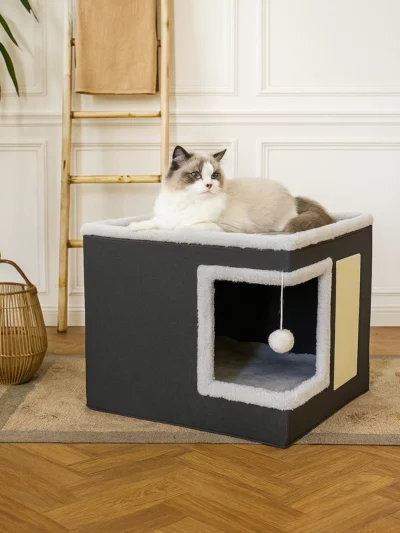 Indoor Cat Bed with Scratcher