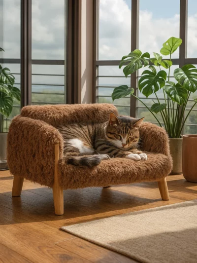 Large Elevated Cat Bed with Wooden Legs