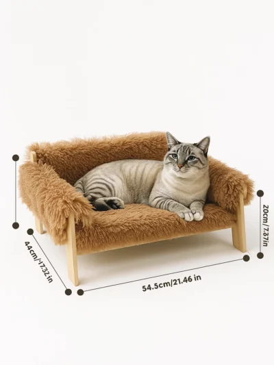 Large Elevated Cat Bed with Wooden Legs