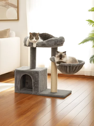 Compact Cat Tree with Sisal Scratching Post & Deep Hammock