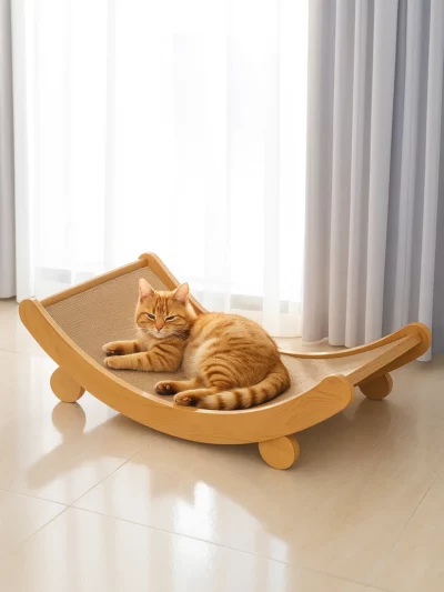 Durable Cat Scratching Board with Detachable Wooden Cushion