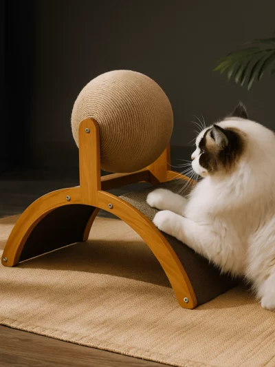 2-in-1 Wooden Cat Scratching Ball