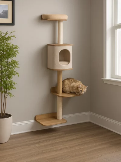Cat Tower Furniture with Hammock and Scratcher